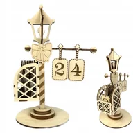 Ozdoby bożonarodzeniowe - KALENDARZ ADWENTOWY DREWNIANY CYFERKI ODLICZANIE LATARNIA HANDMADE STOJĄCY - miniaturka - grafika 1