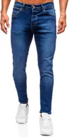Spodnie męskie - Granatowe spodnie jeansowe męskie slim fit Denley 6732 - miniaturka - grafika 1
