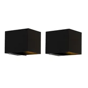 Lampy ścienne - QAZQA Set van 2 wandlampen zwart incl. LED en touch dimmer oplaadbaar - Joris - miniaturka - grafika 1