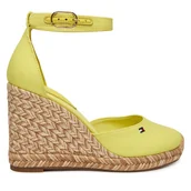 Espadryle damskie - Espadryle Tommy Hilfiger Flag High Wedge Espad Closed Toe FW0FW09225 Żółty - miniaturka - grafika 1