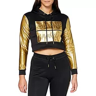 Bluzy damskie - Gianni Kavanagh Damska bluza z kapturem Black Gold Bars Cropped Hoodie - miniaturka - grafika 1