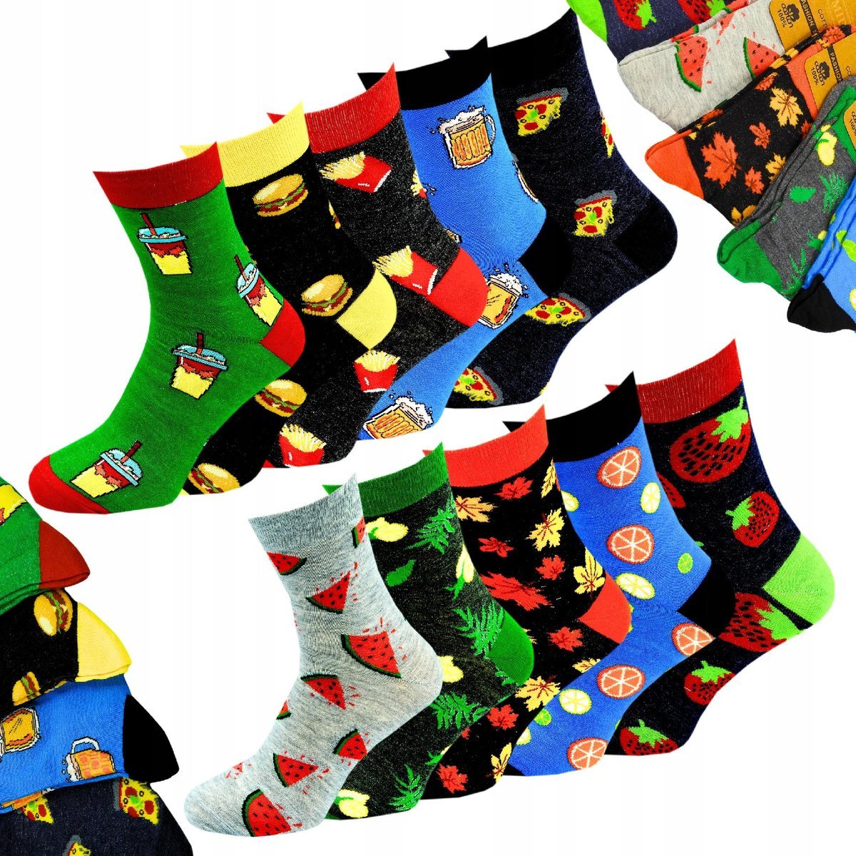 SKARPETY MĘSKIE DŁUGIE KOLOROWE BAWEŁNIANE SKARPETKI ZESTAW 10 PAR 40-43