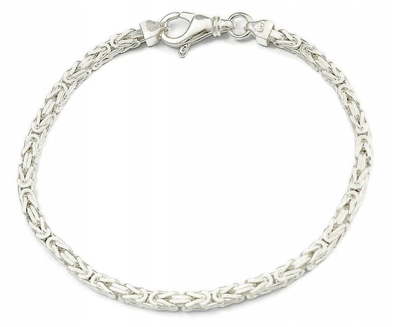 Bransoletka Srebrna Męska Splot Królewski 3,20 mm pr 925 Grawer Gratis