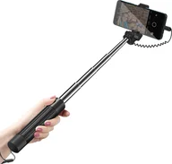 Selfie stick - LinQ, selfie stick USB-C z lusterkiem i przyciskiem zwalniającym, czarny - miniaturka - grafika 1