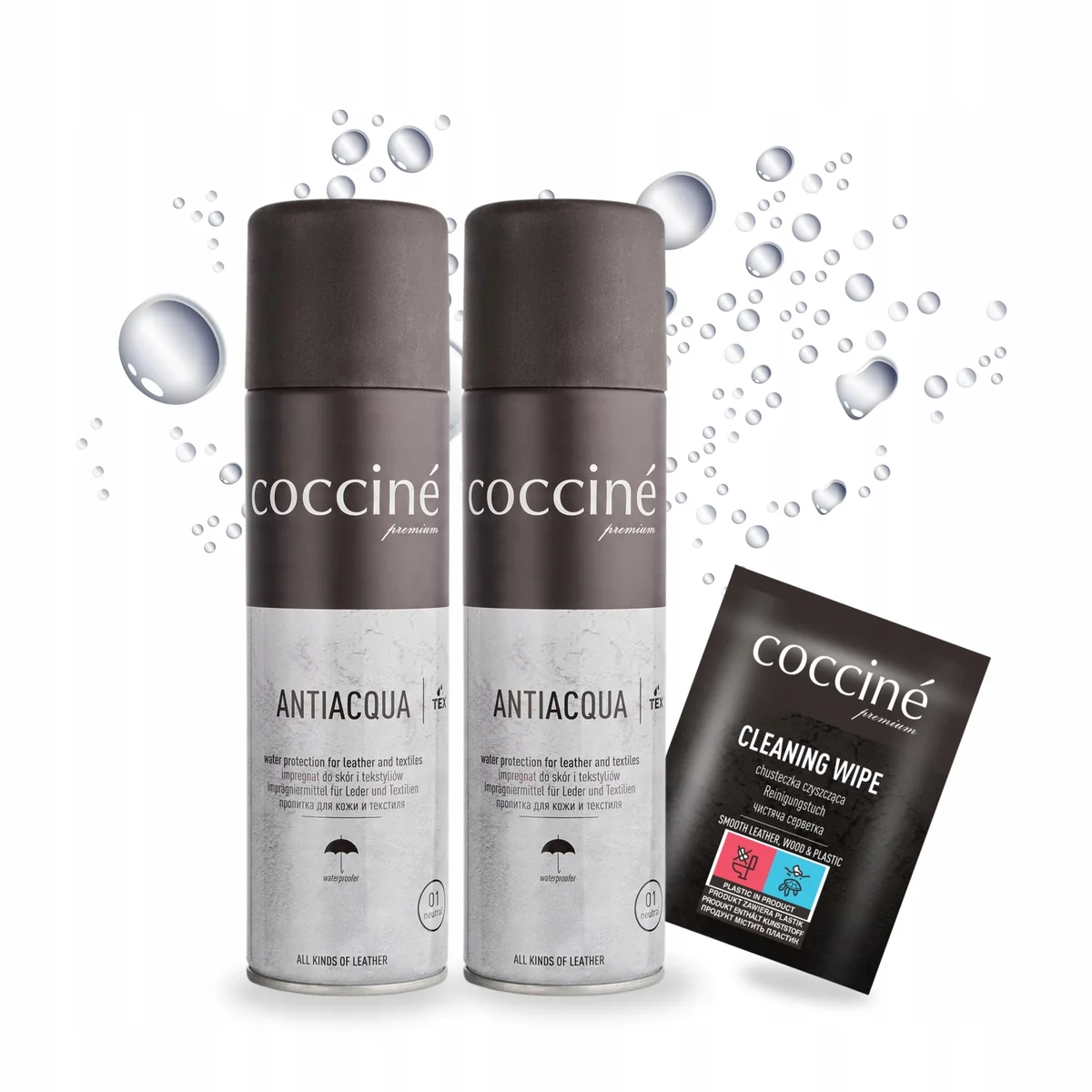 Impregnat Antiacqua do Butów x2 i Chusteczka Nawilżana do Skóry Coccine