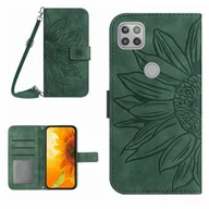 Etui i futerały do telefonów - Do Motorola Moto G9 Power Skin Feel Sun Flower Pattern Skórzane etui na telefon z klapką ze smyczą Zielony - miniaturka - grafika 1
