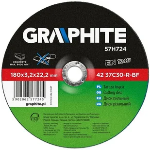 Graphite Tarcza tnąca do kamienia 180x3,2x22mm 57H724 - Materiały ścierne - miniaturka - grafika 1
