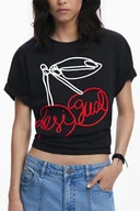 Koszulki i topy damskie - DAMSKA KOSZULKA Z KRÓTKIM RĘKAWEM DESIGUAL CZARNA - miniaturka - grafika 1