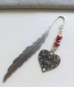 Zakładki do książek - DUŻA CZERWONA ZAKŁADKA DO KSIĄŻKI AŻUROWE SERCE - miniaturka - grafika 1