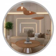 Lustra - LUSTRO SREBRNE OKRĄGŁE W RAMIE DO ŁAZIENKI SALONU PRZEDPOKOJU 100 CM - miniaturka - grafika 1