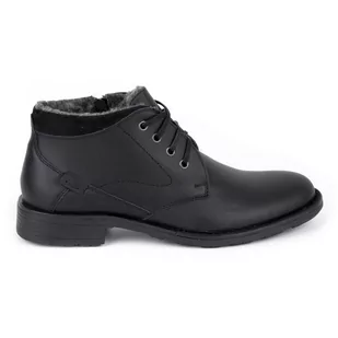 Buty męskie skórzane zimowe C16S czarne z czarnym - Polbut - Buty zimowe męskie - miniaturka - grafika 1