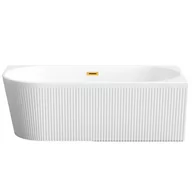Wanny - Wanna wolnostojąca przyścienna ryflowana, prawostronna, z syfonem ZŁOTY - miniaturka - grafika 1