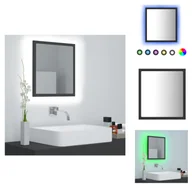 Lustra - vidaXL Lustro łazienkowe LED szare 40x8,5x37 cm akrylowe - Umywalki łazienkowe - miniaturka - grafika 1