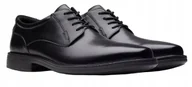 Półbuty męskie - CLARKS CZARNE PÓŁBUTY MĘSKIE SKÓRZANE ELEGANCKIE MIGDAŁOWY NOSEK 46 3DA - miniaturka - grafika 1