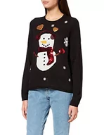 Swetry damskie - ONLY Onlxmas Exclusive Snowman KNT sweter damski, czarny, XL - miniaturka - grafika 1