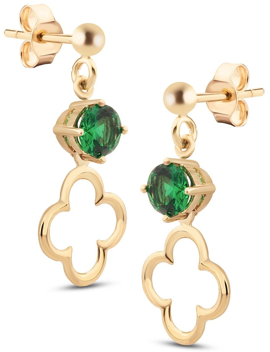 ZŁOTE KOLCZYKI NA SZTYFT WISZĄCE KONICZYNKI 333