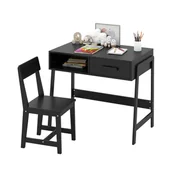 Biurka dla dzieci - Biurko dla Dzieci Powyżej 3 Lat, Stolik dla Dzieci z Ergonomicznym Krzesłem, Biurko dla Dzieci z Sosny z Miejscem, Nośność 75/55 kg (Czarny) - miniaturka - grafika 1