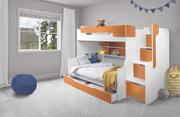 Łóżka dla dzieci i młodzieży - Łóżko wielofunkcyjne CISA 200x120 białe/pomarańczowe - miniaturka - grafika 1