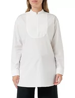 Koszulki i topy damskie - Armani Exchange Damska koszulka z limitowanej edycji We Beat As One Cotton Poplin Tuxedo, biały, XL - miniaturka - grafika 1