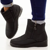 Botki damskie - Czarne ciepłe botki damskie na koturnie Vinceza 86240 - miniaturka - grafika 1