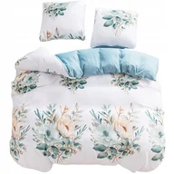 Pościel - Pościel 140x200 bawełna satynowa dwustronna GierekHoff 2 cz zieleń kwiaty - miniaturka - grafika 1