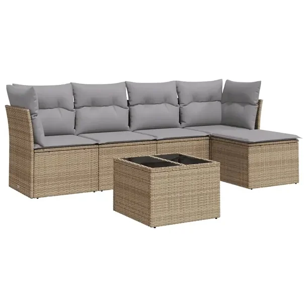 Zestaw mebli ogrodowych z rattanem PE, beżowy, wymiary 62x62x69 cm, 55x62x