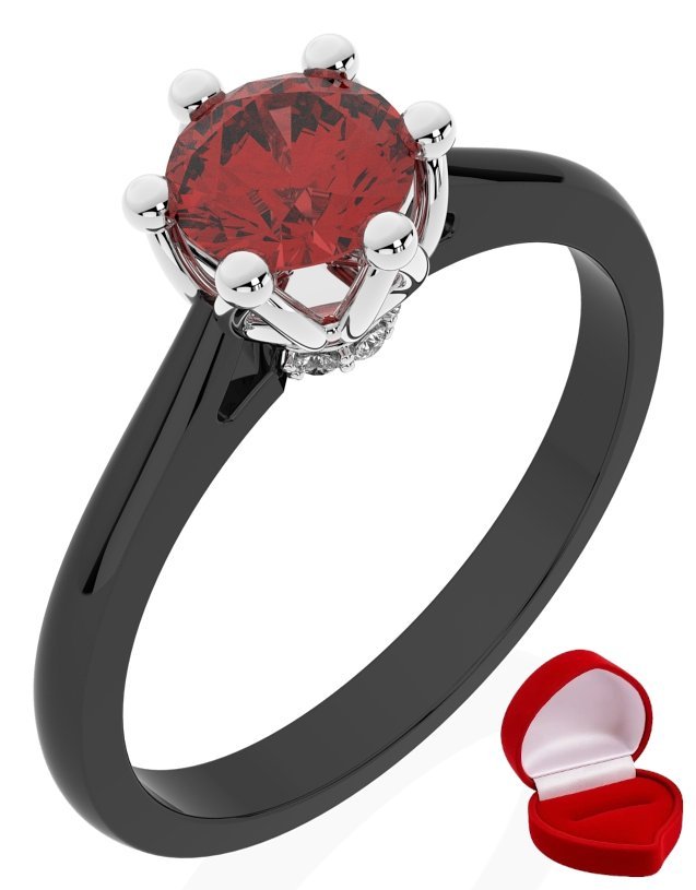 ZŁOTY PIERŚCIONEK ZARĘCZYNOWY 585 14k RUBIN 0,50 ct CZARNE ZŁOTO R12