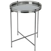 Ławy i stoliki kawowe - Stolik boczny metalowy srebrny 36xh47 cm - miniaturka - grafika 1