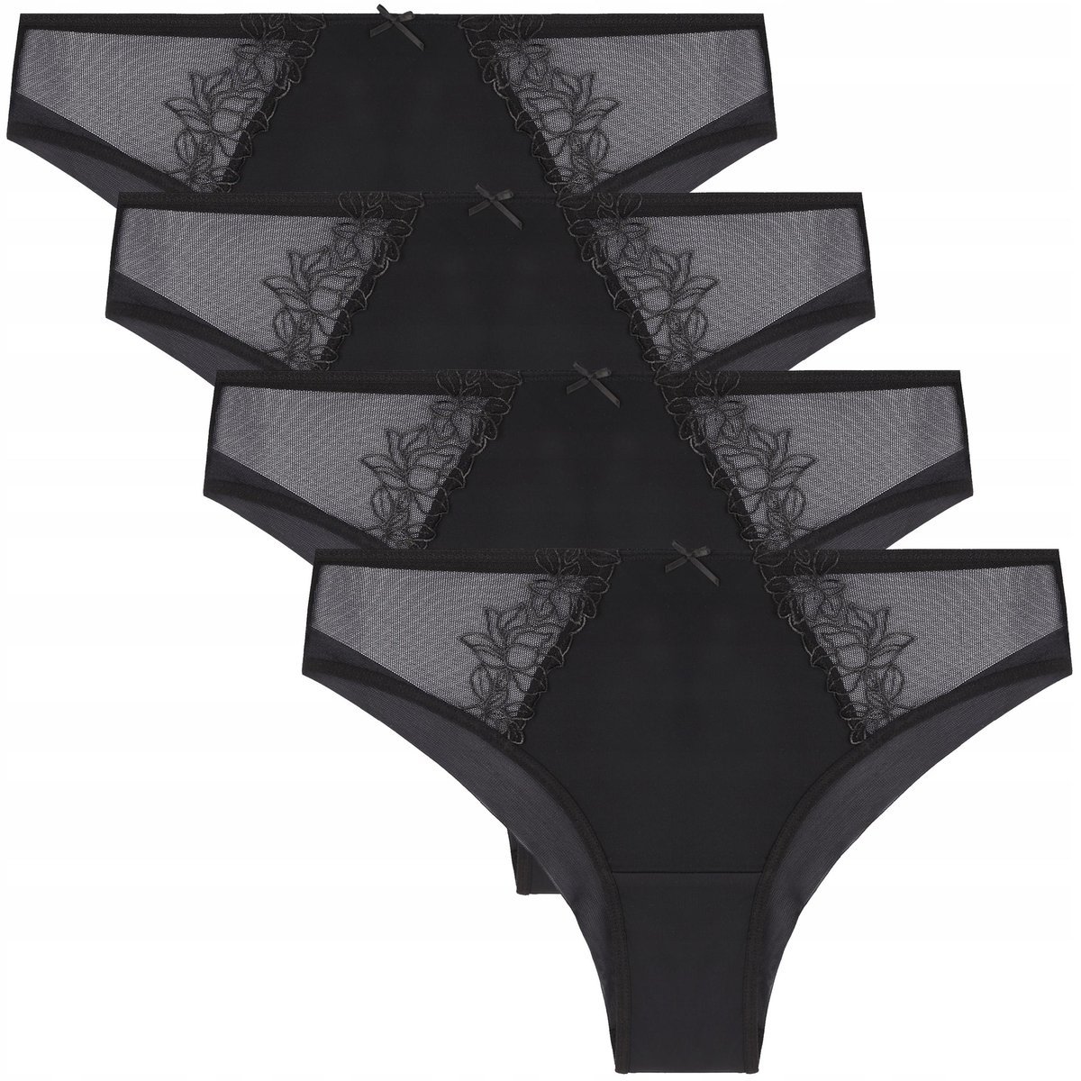 MAJTKI DAMSKIE FIGI Bikini Czarne Seksowne 4 sztuki 4-PAK MORAJ r. L