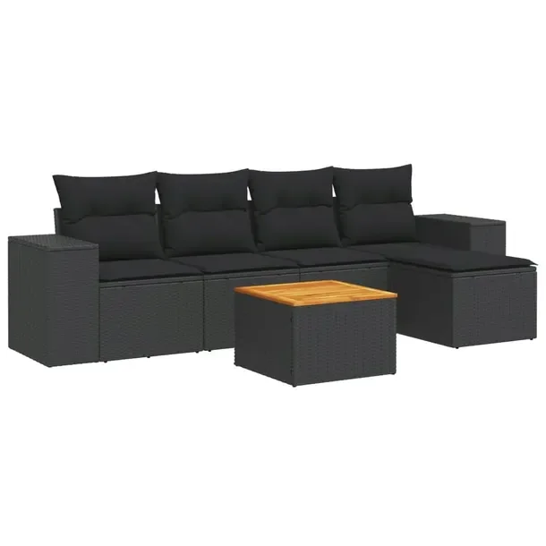 Modułowy zestaw mebli ogrodowych czarny z poduszkami 55x62x69 cm