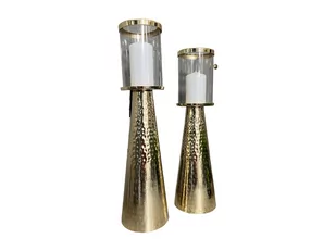 ŚWIECZNIK METALOWY ZŁOTY DUŻY 46 CM - Świeczniki - miniaturka - grafika 1