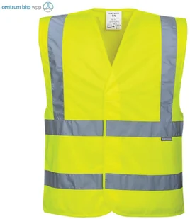 PORTWEST C470 KAMIZELKA OSTRZEGAWCZA Z TAŚMAMI PIONOWYMI I POZIOMYMI; ŻÓŁTY (L/XL) - Odzież robocza - miniaturka - grafika 1