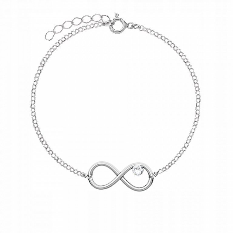 Bransoletka Srebrna Nieskończoność 925 Łańcuszek Biżuteria ŻYCZENIA GRATIS