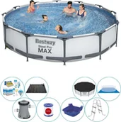 Baseny ogrodowe - Basen wraz z akcesoriami - Bestway Steel Pro MAX 366x76 cm okrągły - miniaturka - grafika 1