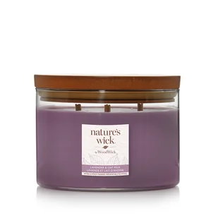Świeca w szkle z 3 drewnianymi knotami Nature`s Wick by WoodWick Lavender Oatmilk - Świece - miniaturka - grafika 1