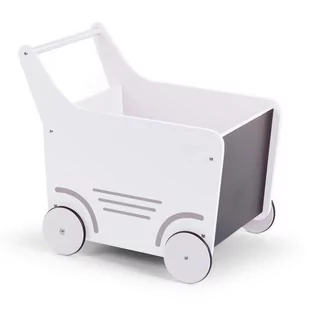 CHILDHOME CHILDWOOD Drewniany wózek zabawkowy, biały, WODSTRW - Wózki dla lalek - miniaturka - grafika 1
