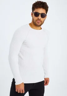 Leif Nelson sweter męski z okrągłym dekoltem z cienkiej dzianiny LN-20746, beżowy ecru / XXL - Swetry męskie - miniaturka - grafika 1