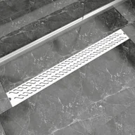 Syfony - vidaXL vidaXL Kratka odpływowa, liniowa, 1030x140 mm, wzór fali, stal nierdzewna - miniaturka - grafika 1