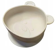 Miseczki i talerzyki dla dzieci - MELII Silikonowa miska z przyssawką SZARY MIŚ 300 ml 6 m+ - miniaturka - grafika 1