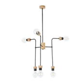 Lampy sufitowe - Britop LAMPA sufitowa MONTIX 9244674 loftowa OPRAWA sticks metalowa czarna drewno - miniaturka - grafika 1