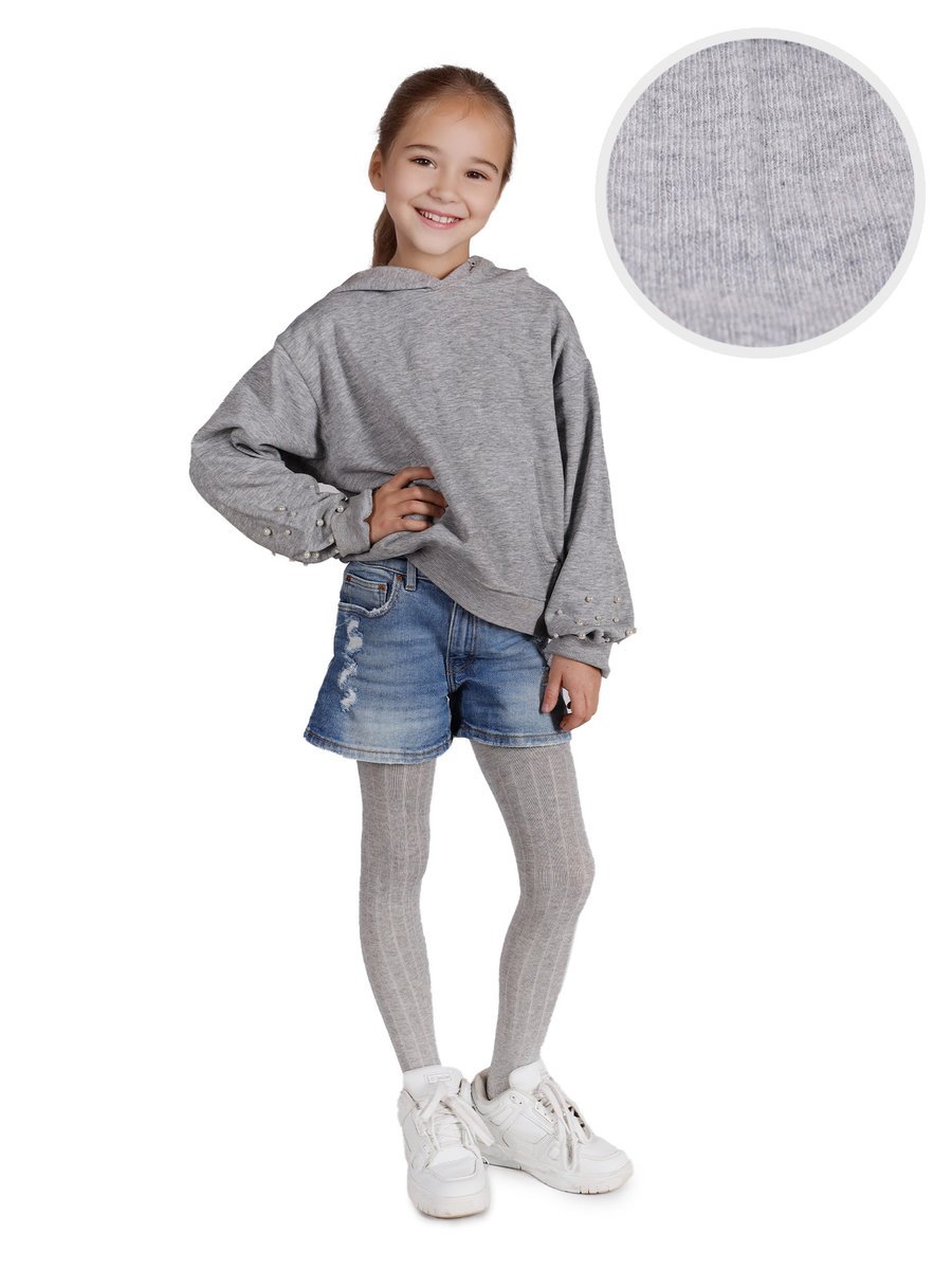 Rajstopy bawełniane dziewczęce dziecięce w prążek szare 128-134 MYWAY