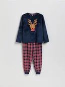 Skarpetki dla dzieci - Reserved - Świąteczna piżama z reniferem - granatowy - miniaturka - grafika 1