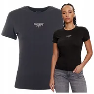 Bluzki damskie - Koszulka T-shirt Damska Czarna Bluzka Damska Tommy Hilfiger Jeans logo r.L - miniaturka - grafika 1