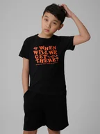 Koszulki dla chłopców - 4F T-shirt regular z nadrukiem chłopięcy - czarny 164 (13-14 lat) - miniaturka - grafika 1