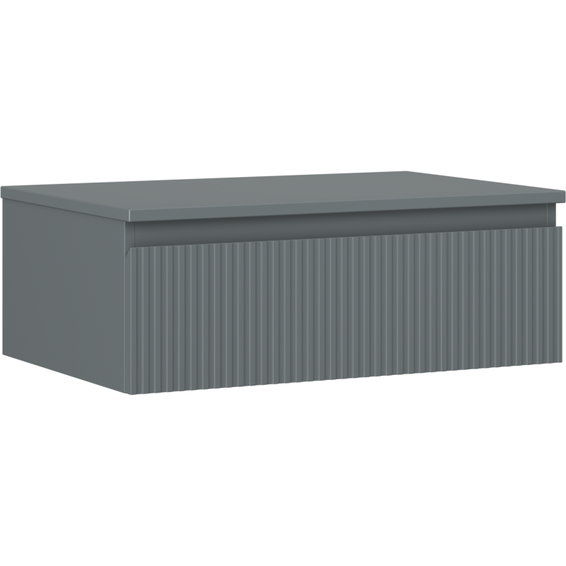 Mexen Rivel szafka łazienkowa podumywalkowa 70 cm z blatem, 1 szuflada, ryflowana , grafit mat - 91A20-07023-1-BFC66