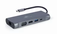 Adaptery i przejściówki - Gembird MULTI ADAPTER USB TYPE-C 7 W 1 (HUB3.0 + HDMI + VGA + PD + CZYTNIK KART + DŹWIĘK STEREO), SZARY A-CM-COMBO7-01 - miniaturka - grafika 1