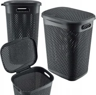 Kosze na bieliznę - KADAX Kosz Na Pranie Bieliznę z Pokrywą Pojemnik Duży 55L Szary - miniaturka - grafika 1