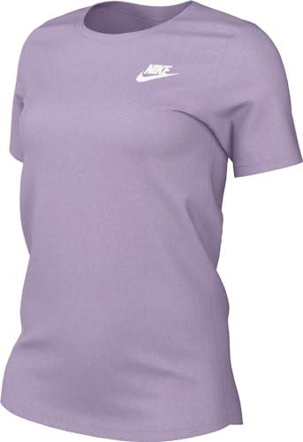 Nike Top damska odzież sportowa Club z krótkim rękawem, fioletowa mist/biała, DX7902-511, XS