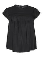 Bluzki damskie - VERO MODA VMDEBBIE Pleat S/L Top WVN GA Curve NOOS bluzka damska, czarny, 48 - miniaturka - grafika 1