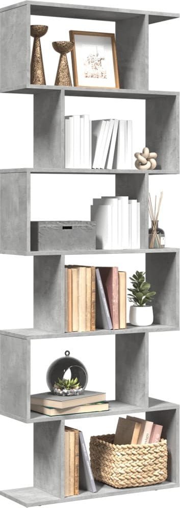 vidaXL vidaXL Regał przegroda, 6 poziomów, szarość betonu, 70x24x193 cm